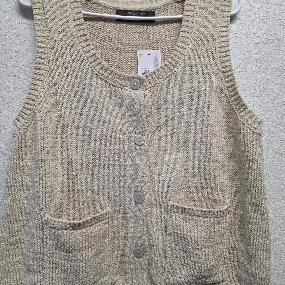 Primark Knit Beige Sweater Vest Size Large 10/12 - Picture 2 of 7